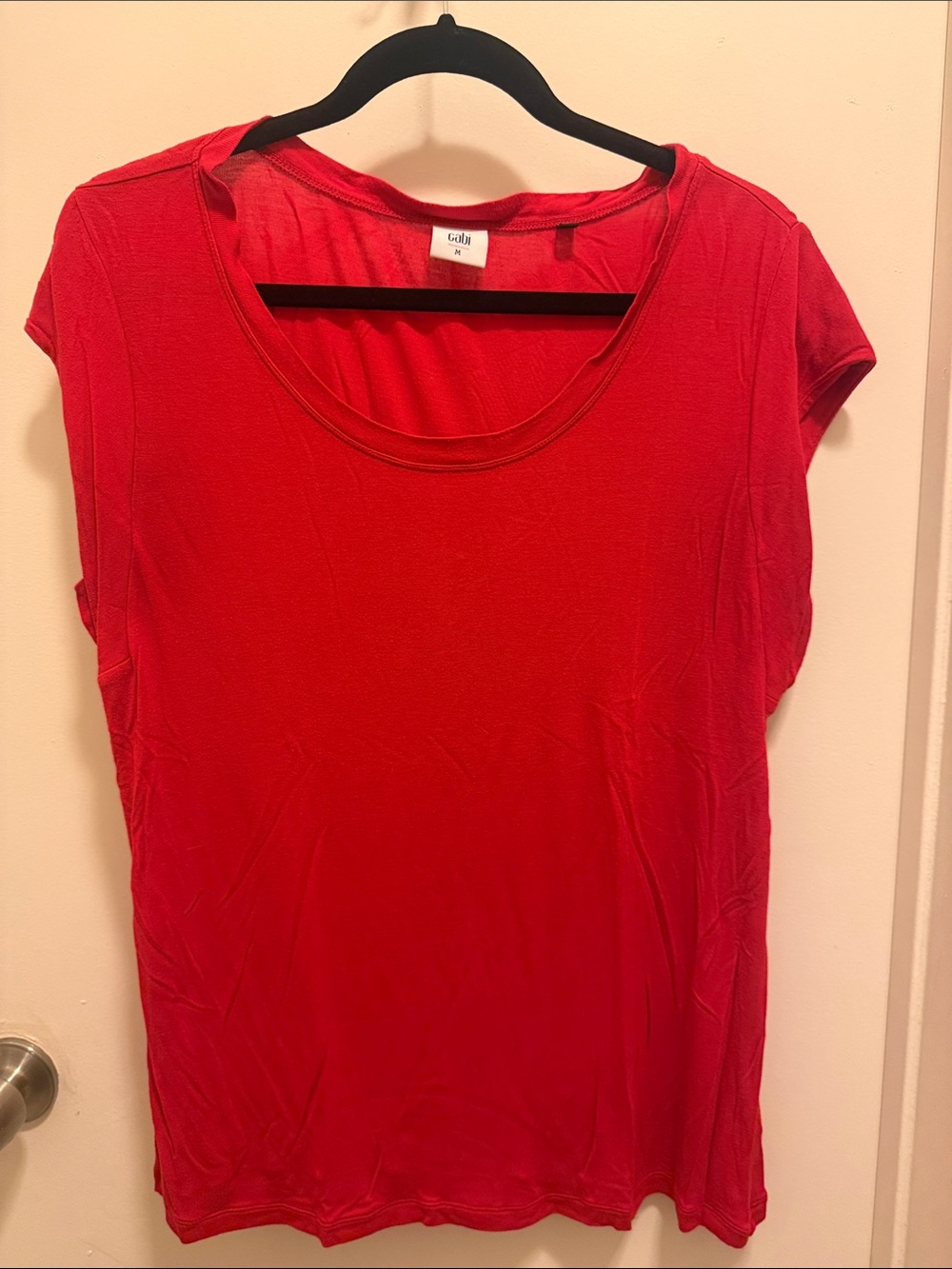 cabi Bright Red Scoop Neck Short Sleeve Tee